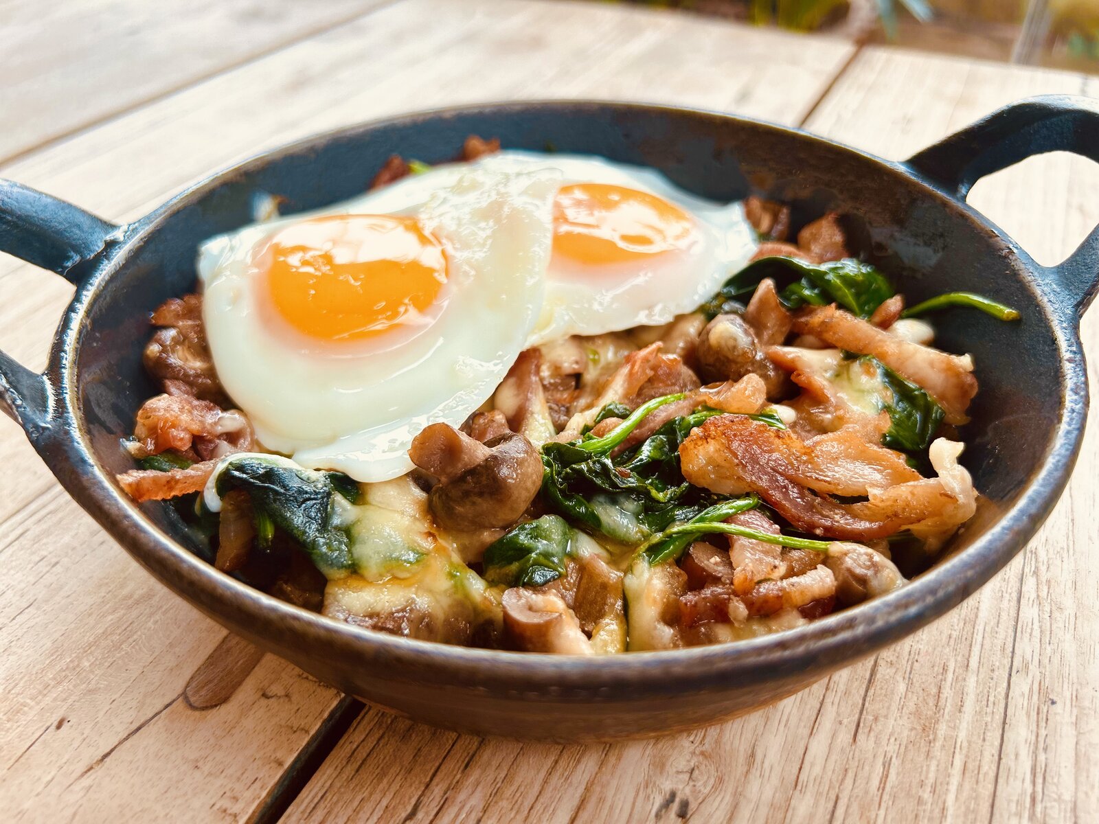 Cheesy Bacon & Egg Hash