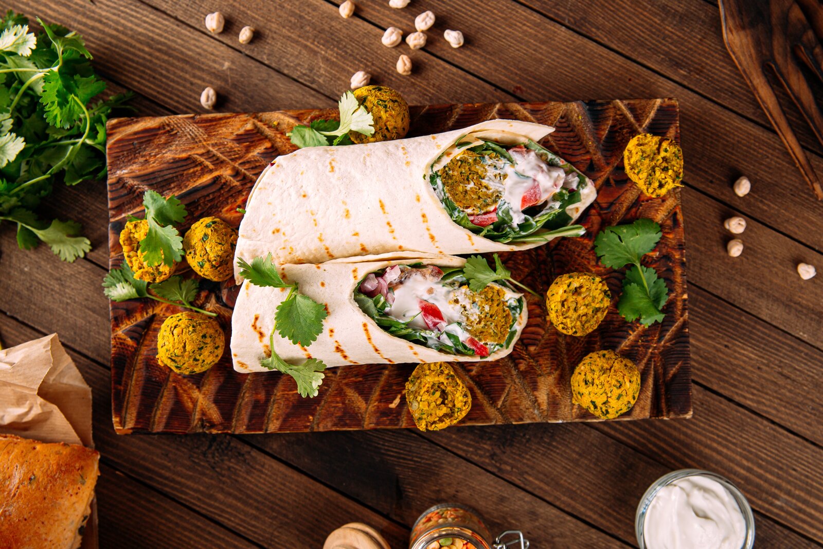 Falafel wrap with hummus